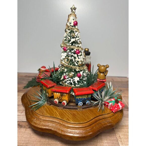 Vintage Schmid Musical Christmas Tree With Train & Nutcracker Figurine 1983 - Picture 2 of 6